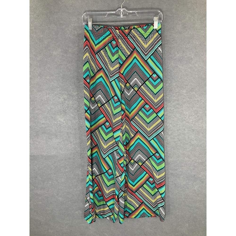 Women's Pants Sz S Wide Cut Flared Patterned Pull On Hippie Bohemian 70s Style
